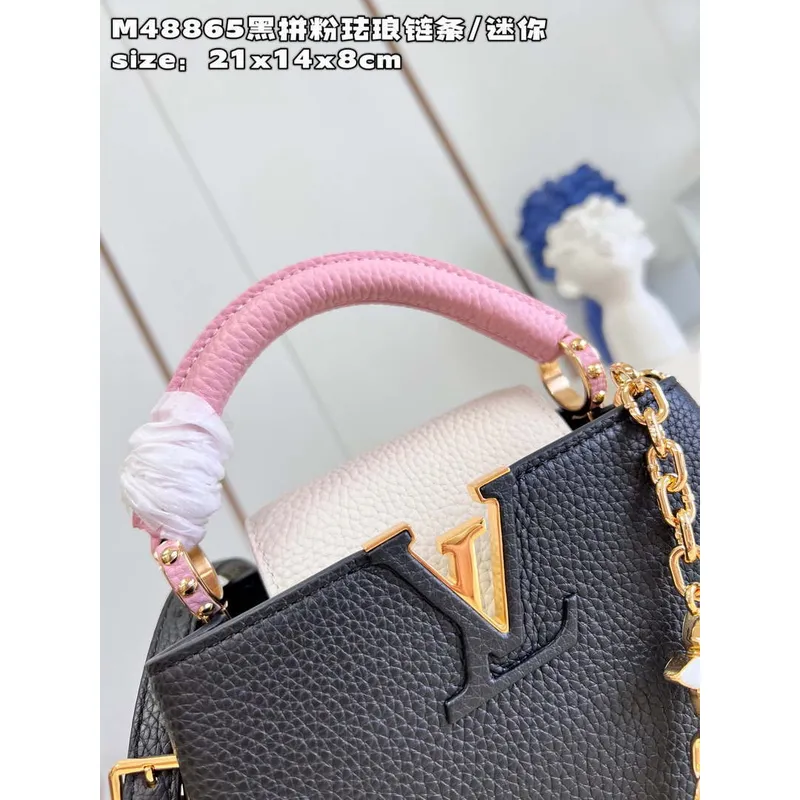 LV M22512 Louis Vuitton Capucines Mini Černá a Růžová