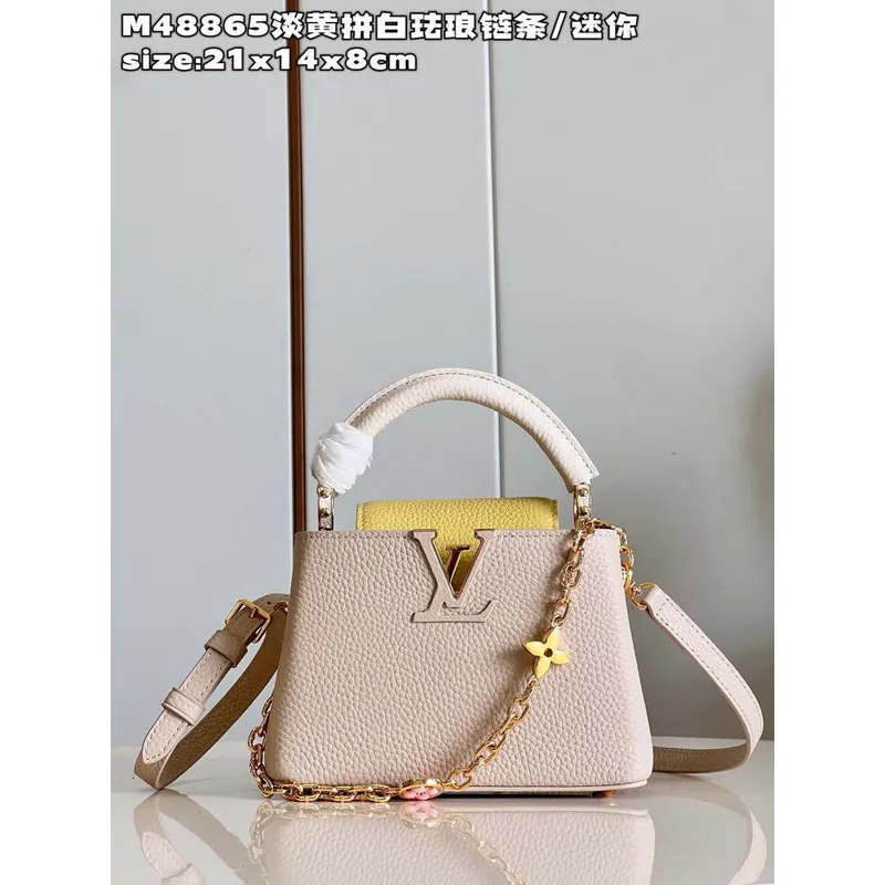 LV M22514 Louis Vuitton Capucines BB Taška Crème Béžová