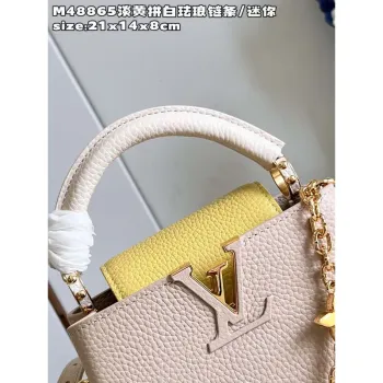 LV M22514 Louis Vuitton Capucines BB Taška Crème Béžová