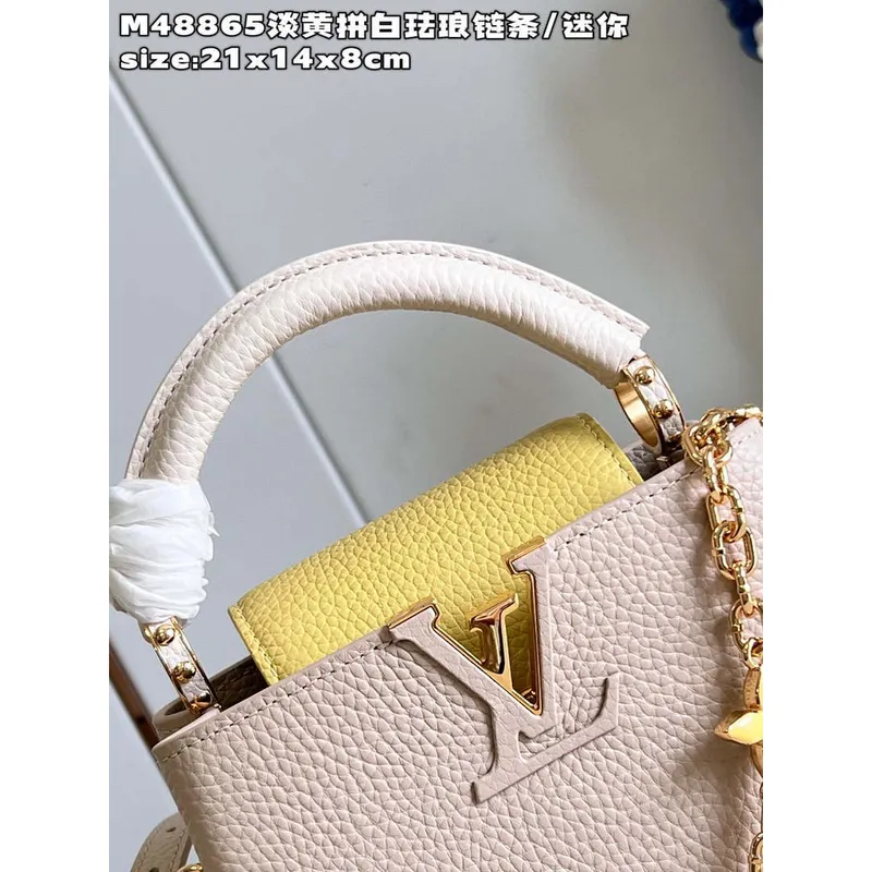 LV M22514 Louis Vuitton Capucines BB Taška Crème Béžová