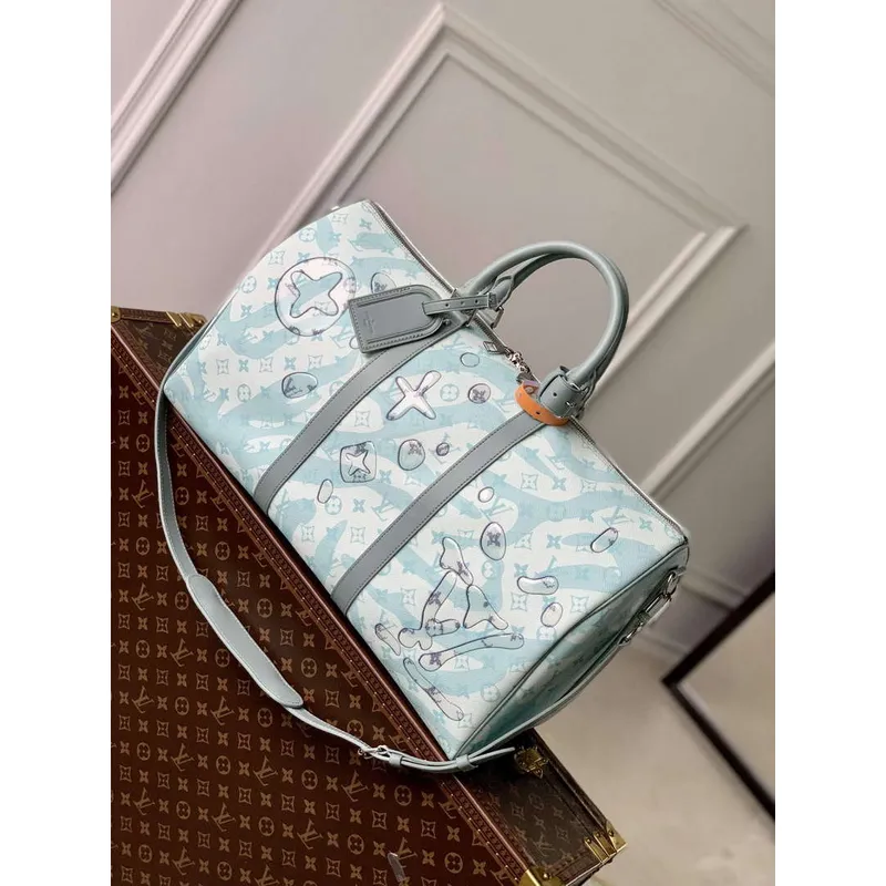 LV M22570 Louis Vuitton Keepall Bandoulière 50 Taška Crystal Blue