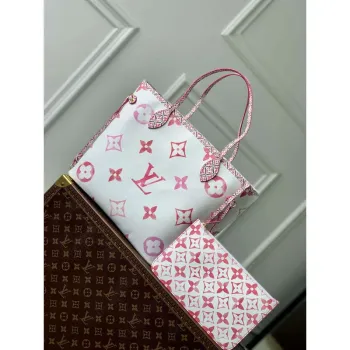 LV M22980 Louis Vuitton Neverfull MM Tote Bag Růžová