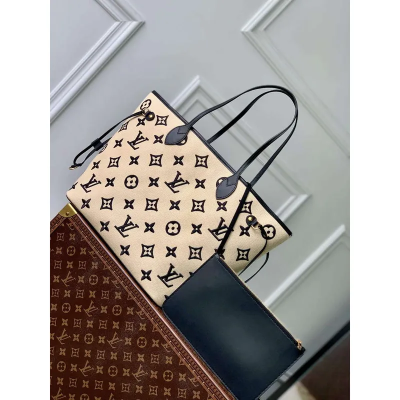 LV M22838 Louis Vuitton Neverfull MM Tote Bag Černá