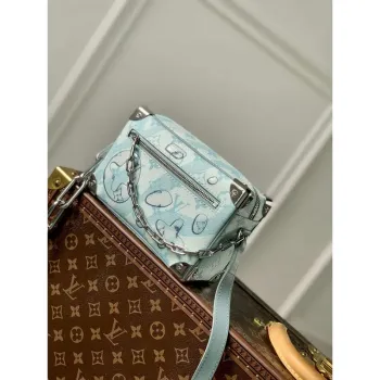 LV M22588 Louis Vuitton Mini Soft Trunk Bag Krystalově modrá