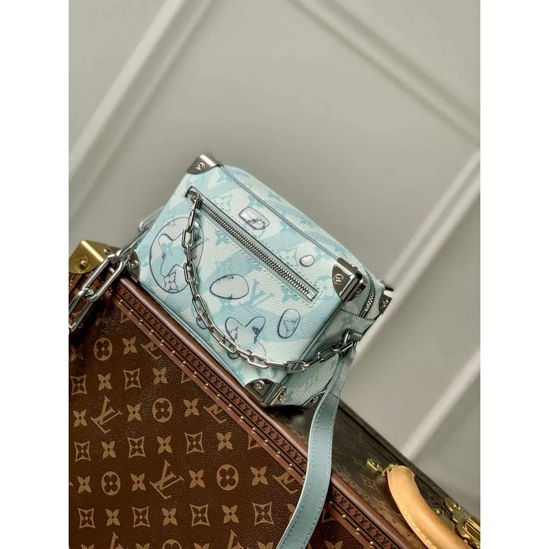 LV M22588 Louis Vuitton Mini Soft Trunk Bag Krystalově modrá