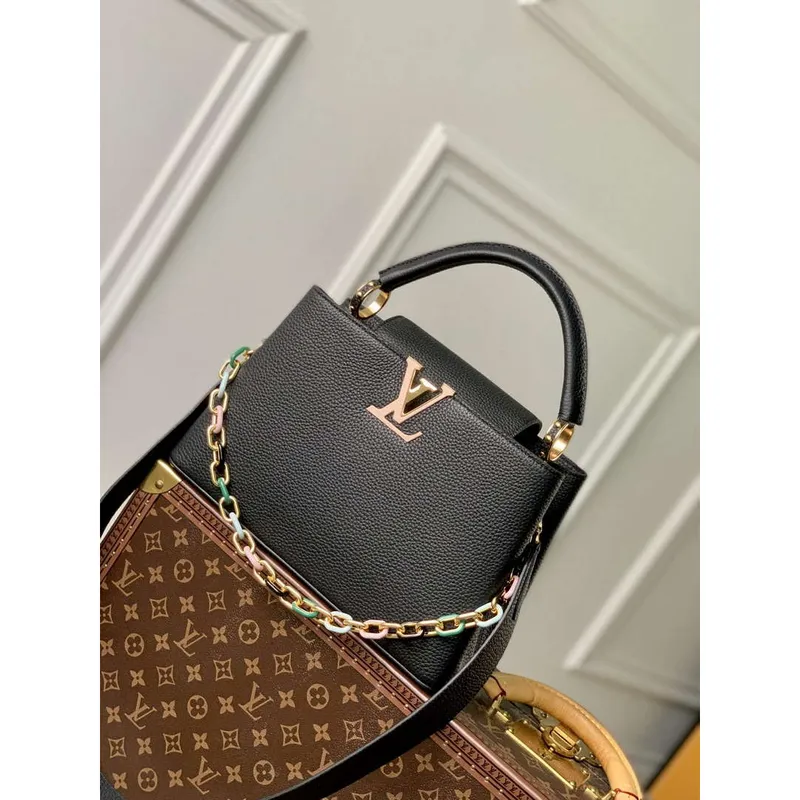 LV M21641 Louis Vuitton Capucines MM Kabelka Černá