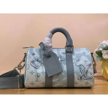 LV M22527 Louis Vuitton Keepall Bandoulière 25 Taška Crystal Blue