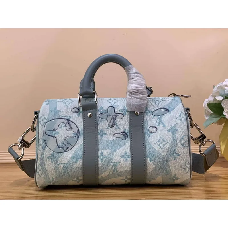 LV M22527 Louis Vuitton Keepall Bandoulière 25 Taška Crystal Blue