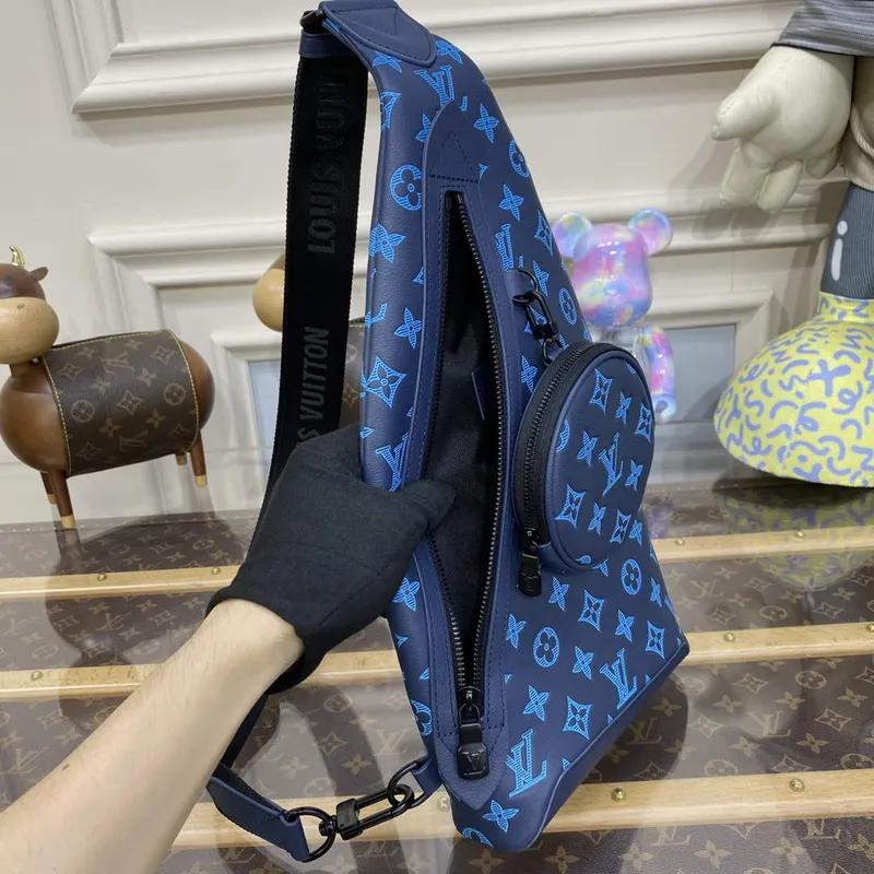 LV M46562 Louis Vuitton Duo Slingbag Námořnická řeka modrá