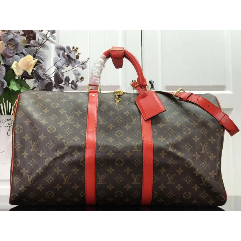 Louis Vuitton LV M44740 Keepall Bandoulière 50 Monogram Taška Červená
