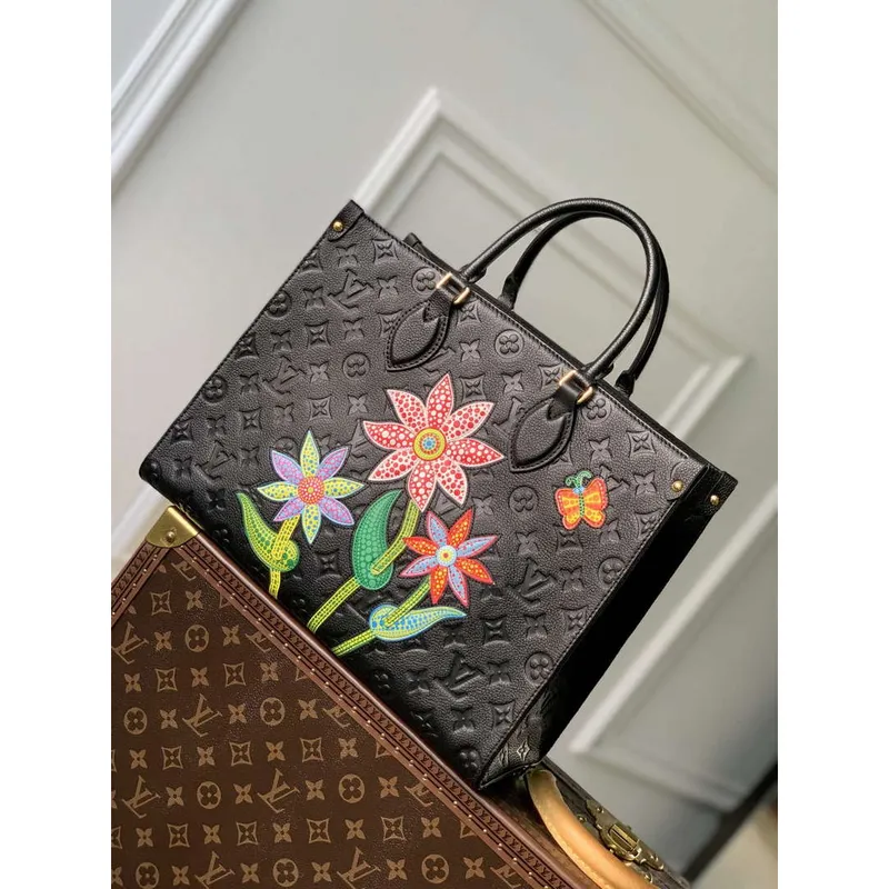 LV M46416 Louis Vuitton LV x YK OnTheGo MM Taška Černá