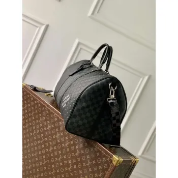 LV N40443 Louis Vuitton Keepall Bandoulière 50 Taška Černá Grafitová