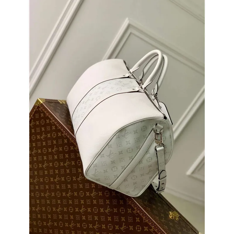 LV M30885 Louis Vuitton Keepall Bandoulière 50 Taška Optická Bílá