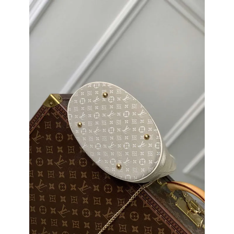 LV M42238 Louis Vuitton Kbelík PM Tote Bag Bílá