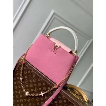 LV M22375 Louis Vuitton Capucines MM Kabelka Růžová