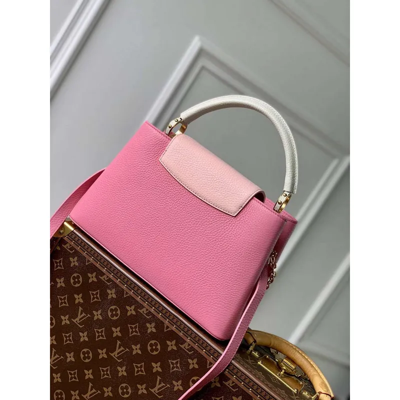 LV M22375 Louis Vuitton Capucines MM Kabelka Růžová
