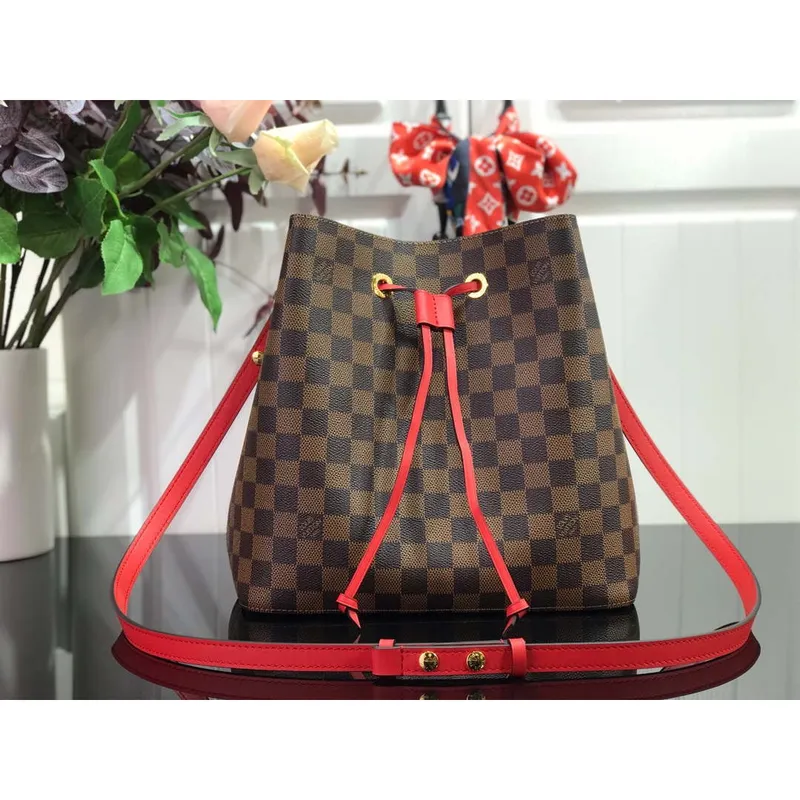 LV N40198 Louis Vuitton NéONOé MM Taška Damier Ebene Červená