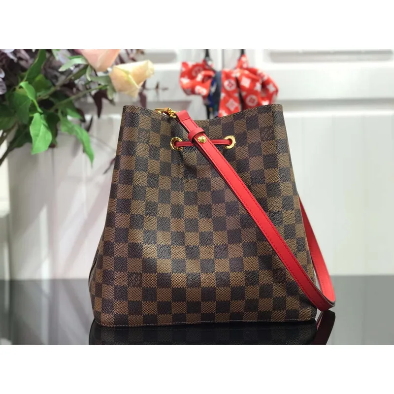 LV N40198 Louis Vuitton NéONOé MM Taška Damier Ebene Červená