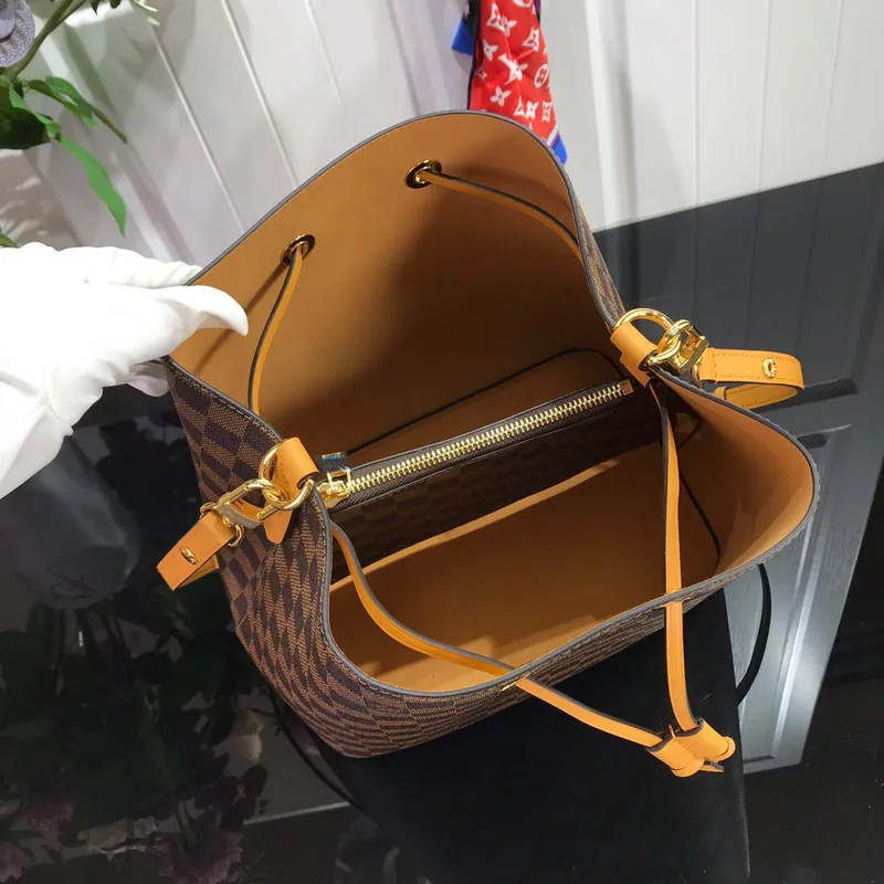 LV N40213 Louis Vuitton NéONOé MM Taška Damier Ebene Safránová Žlutá