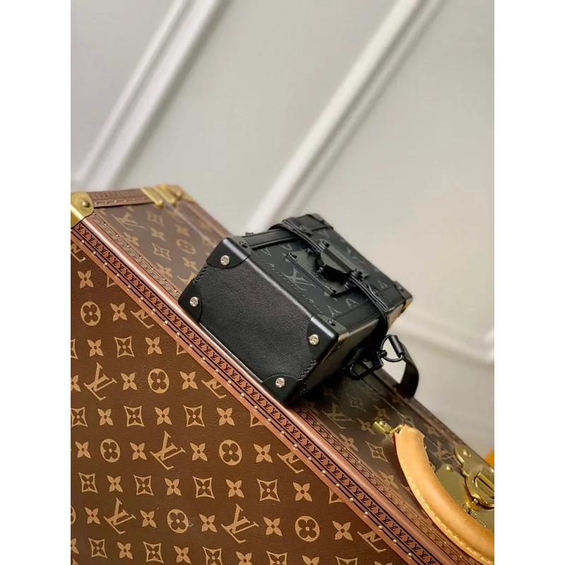 LV M82077 Louis Vuitton Vertikální Trunk Nositelná Peněženka Černé Květiny