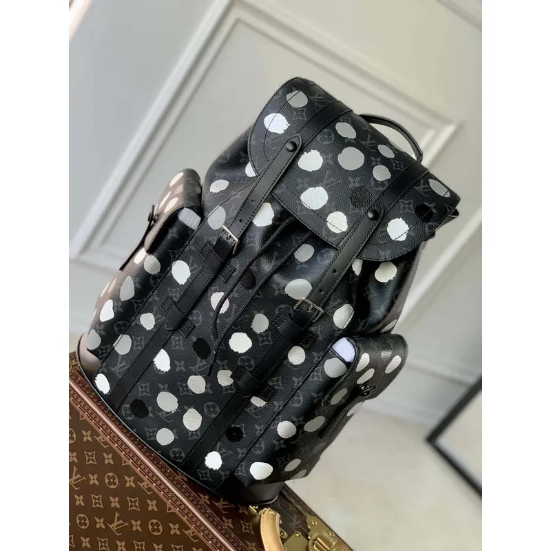 LV M46403 Louis Vuitton LV x YK Christopher MM Batoh Monogram eclipse Černá a Stříbrná
