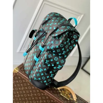 LV M21936 Louis Vuitton LV x YK Christopher MM Batoh Monogram Černý a Modrý
