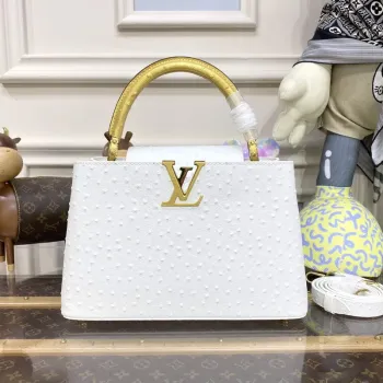 LV N81279 Louis Vuitton Capucines MM Kabelka Bílá
