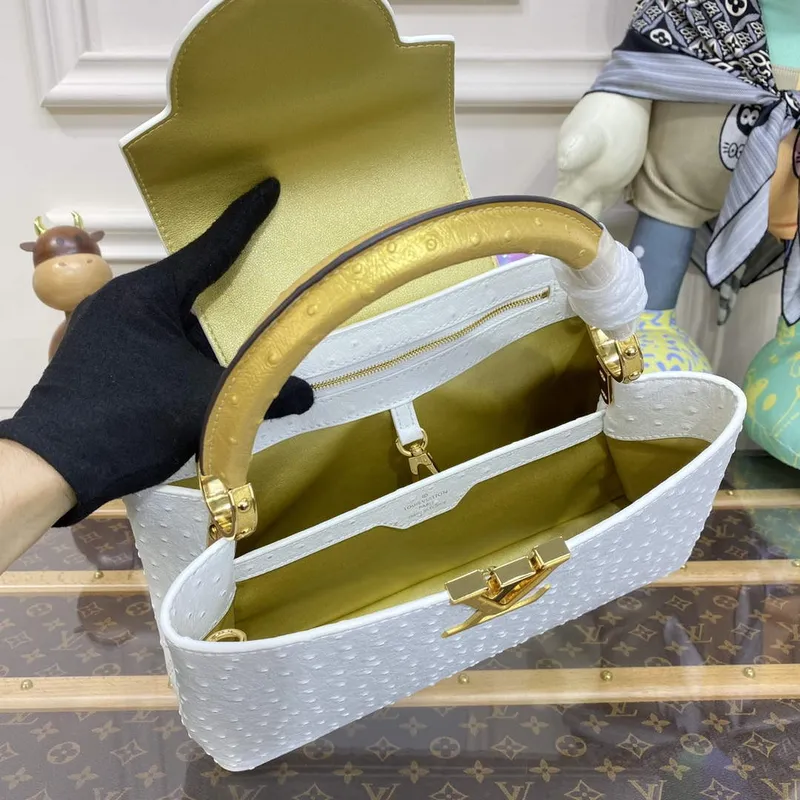 LV N81279 Louis Vuitton Capucines MM Kabelka Bílá