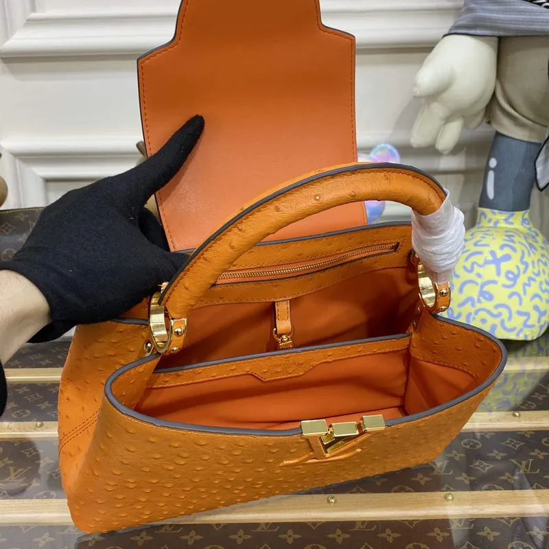 LV N81279 Louis Vuitton Capucines MM Kabelka Oranžová