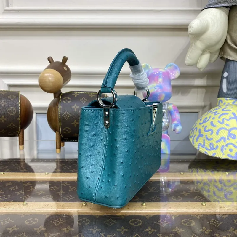 LV N81523 Louis Vuitton Capucines Mini Kabelka Modrá jezera