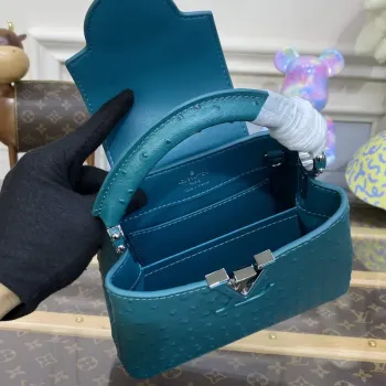 LV N81523 Louis Vuitton Capucines Mini Kabelka Modrá jezera