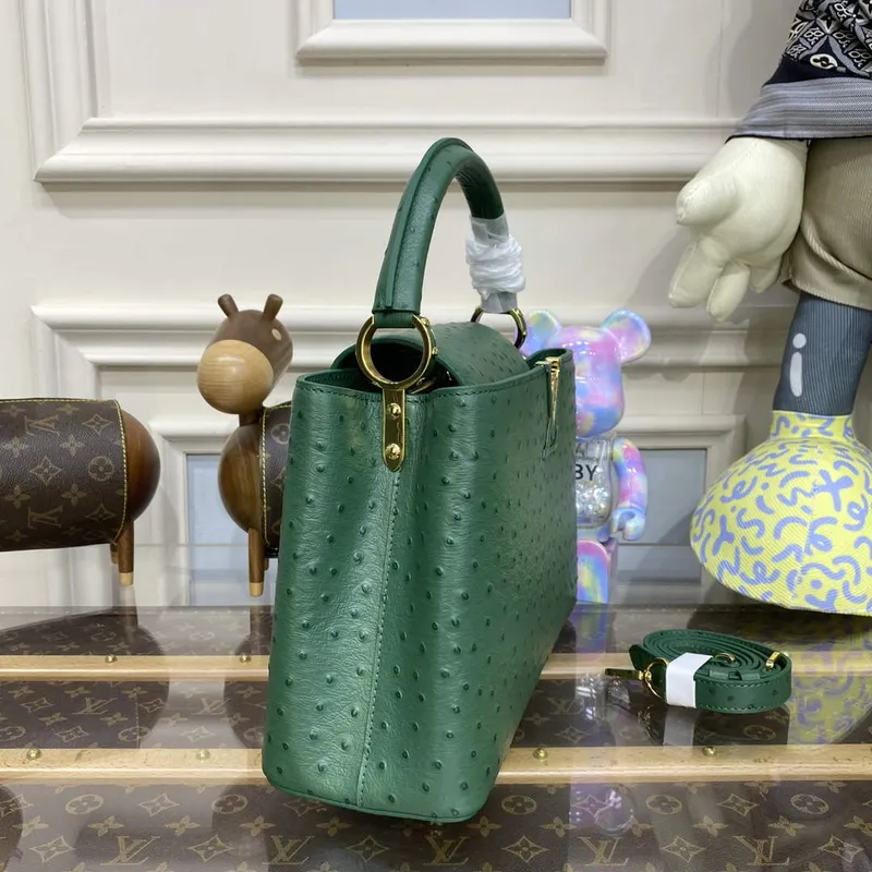 LV N93075 Louis Vuitton Capucines MM Kabelka Mátově Zelená