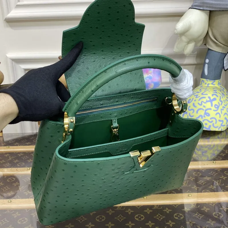 LV N93075 Louis Vuitton Capucines MM Kabelka Mátově Zelená