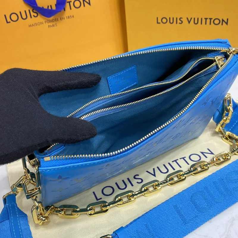 LV M21282 Louis Vuitton Coussin PM Taška Tyrkysová modrá