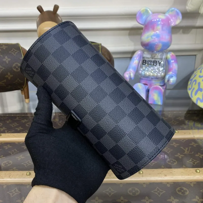 LV N41137 Louis Vuitton 3 Pouzdro na hodinky Damier Graphite Canvas