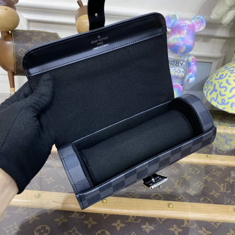 LV N41137 Louis Vuitton 3 Pouzdro na hodinky Damier Graphite Canvas