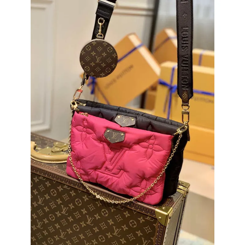 LV M58980 Louis Vuitton Maxi Multi Pochette Accessoires Taška M58977 Černá a Fuchsie