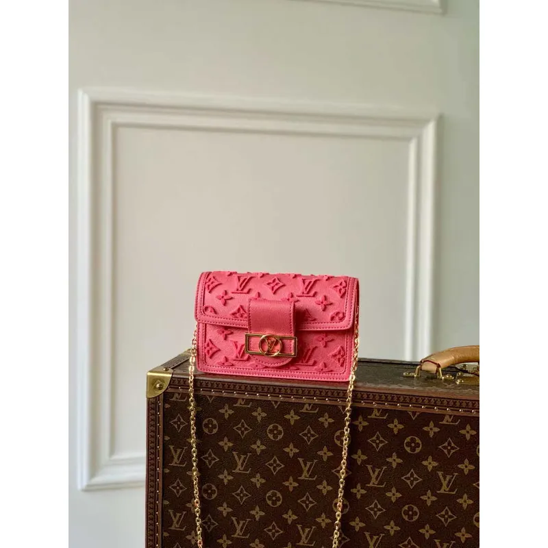 LV M20747 Louis Vuitton Dauphine Mini Bag Monogram Fluo Růžová