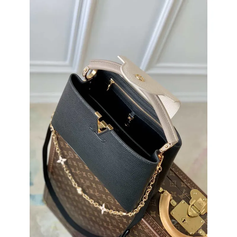 LV M20708 Louis Vuitton Capucines MM Kabelka Černá