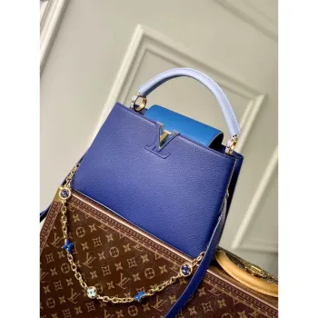 LV M20844 Louis Vuitton Capucines MM Kabelka Modrá