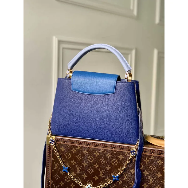 LV M20844 Louis Vuitton Capucines MM Kabelka Modrá