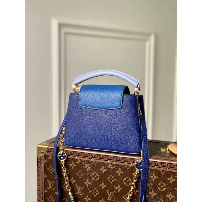 LV M20844 Louis Vuitton Capucines Mini Kabelka Modrá