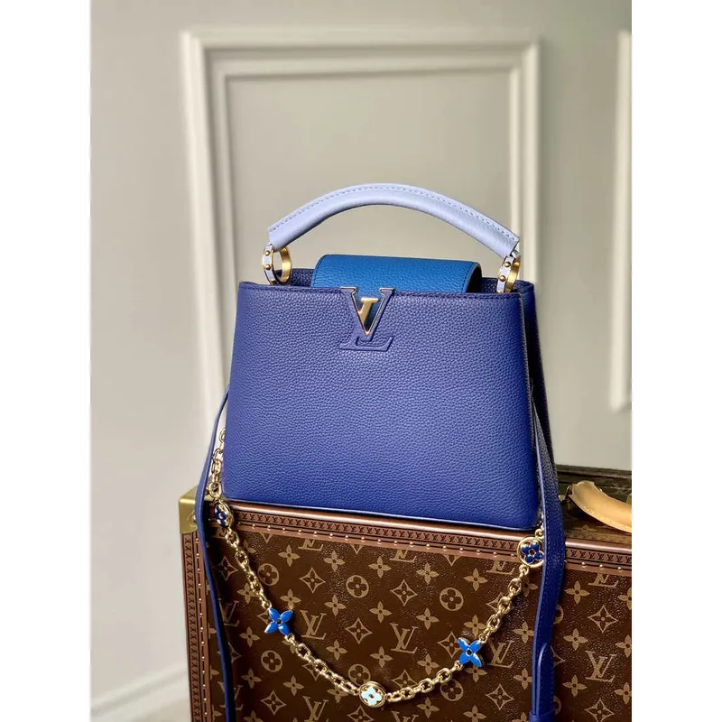 LV M20844 Louis Vuitton Capucines BB Kabelka Modrá