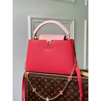 LV M20845 Louis Vuitton Capucines MM Kabelka Červená