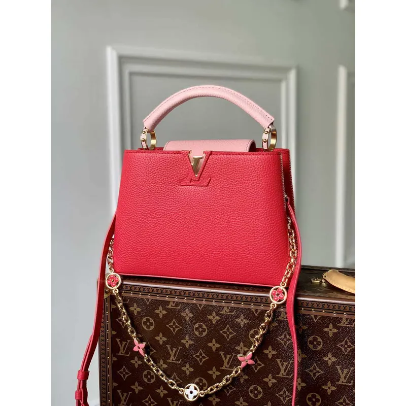 LV M20845 Louis Vuitton Capucines Mini Kabelka Červená