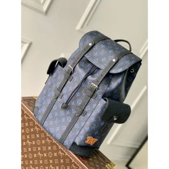 LV M46338 Louis Vuitton Christopher MM Batoh Modrý