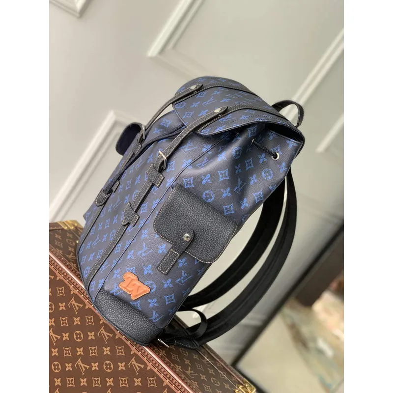 LV M46338 Louis Vuitton Christopher MM Batoh Modrý