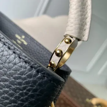 LV M21043 Louis Vuitton Capucines Mini Kabelka Černá / Greige Doux / Skarlet