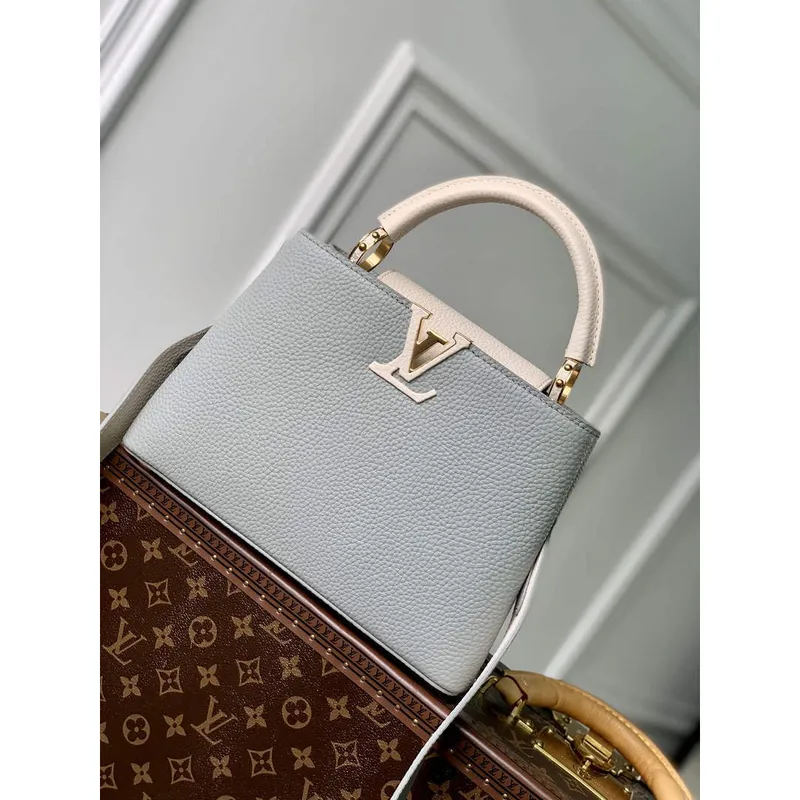 LV M21296 Louis Vuitton Capucines BB Kabelka Steeple Gray / Greige