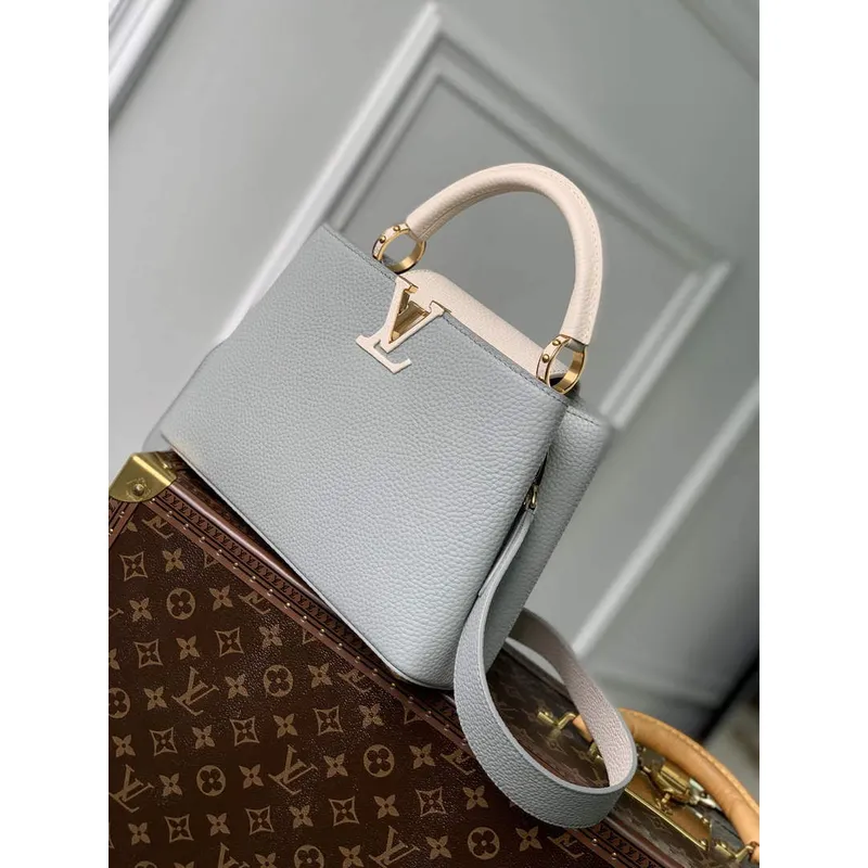LV M21296 Louis Vuitton Capucines BB Kabelka Steeple Gray / Greige